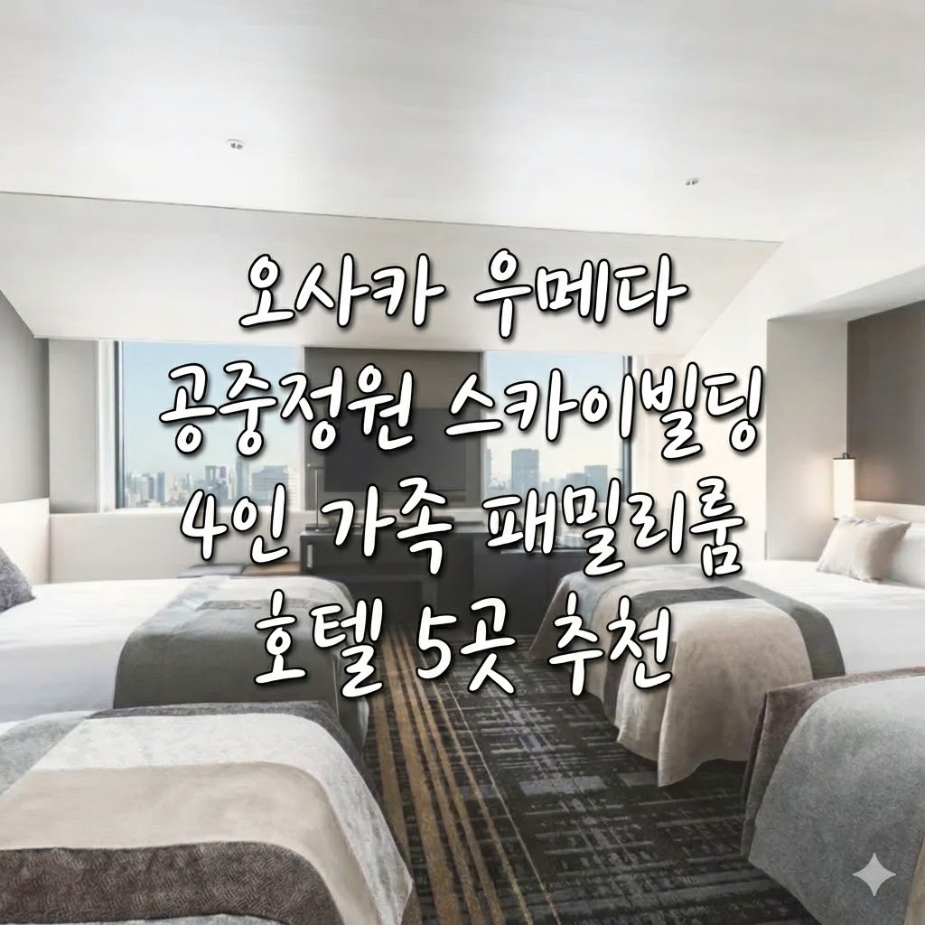 오사카 우메다 공중정원 스카이빌딩 근처 4인 가족 여행 패밀리룸 호텔 숙소 5곳 추천