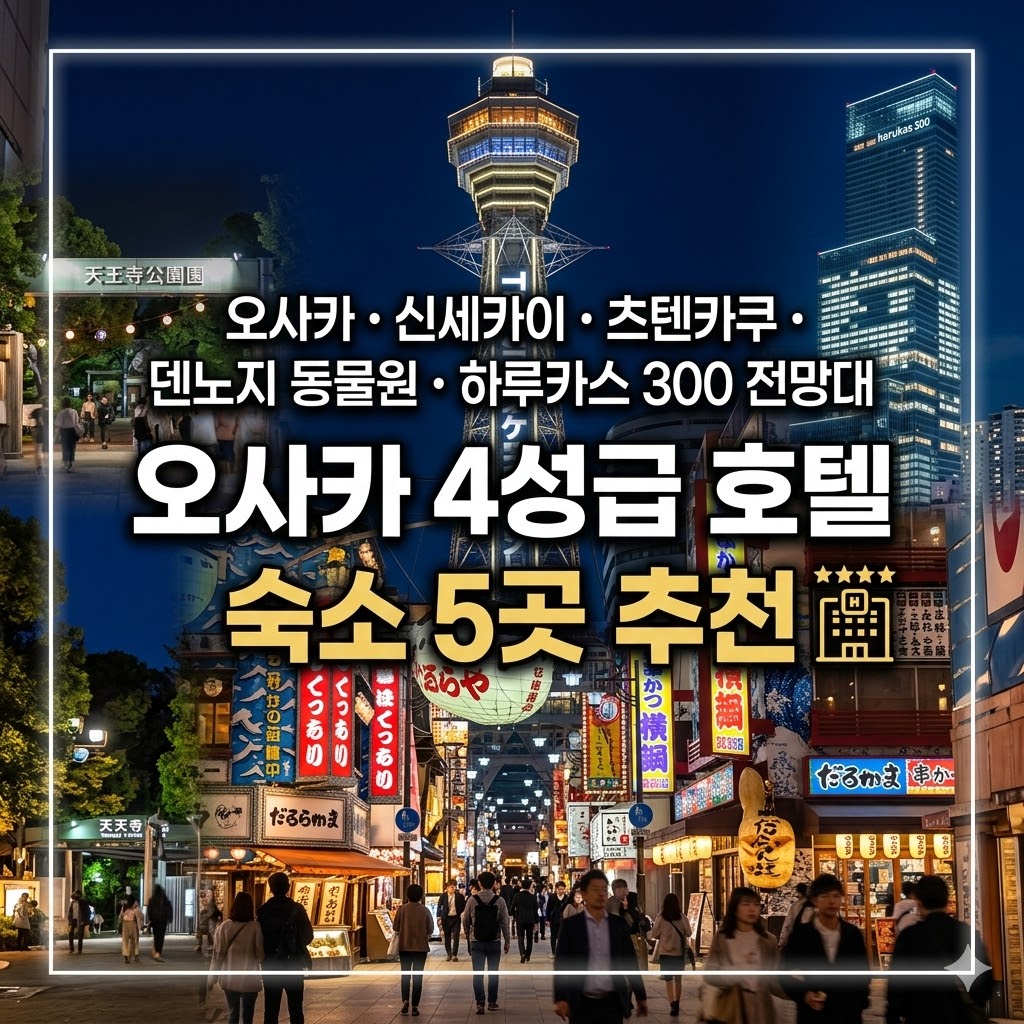 오사카 4성급 호텔 신세카이 츠텐카쿠 덴노지 동물원 하루카스 300 전망대 근처 숙소 5곳 추천