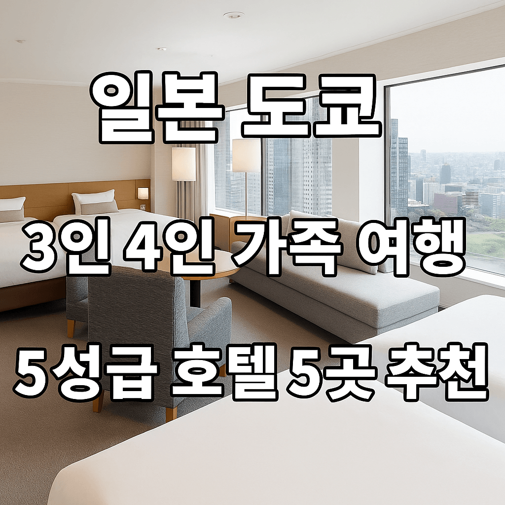 일본 도쿄 가족 여행 5성급 호텔 추천 3인 4인 객실이 있는 숙소 5곳