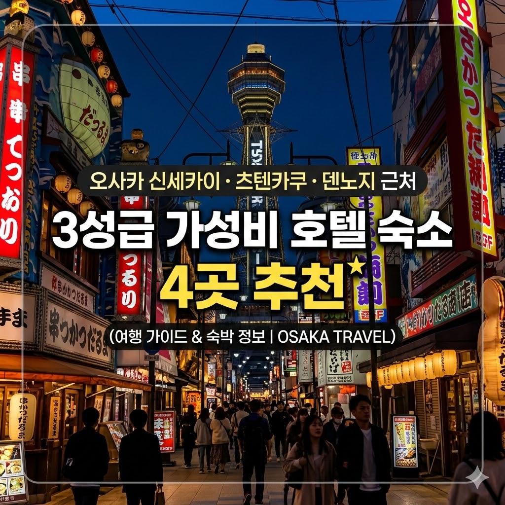 오사카 신세카이 츠텐카쿠 전망대 덴노지 동물원 근처 3성급 가성비 호텔 숙소 4곳 추천