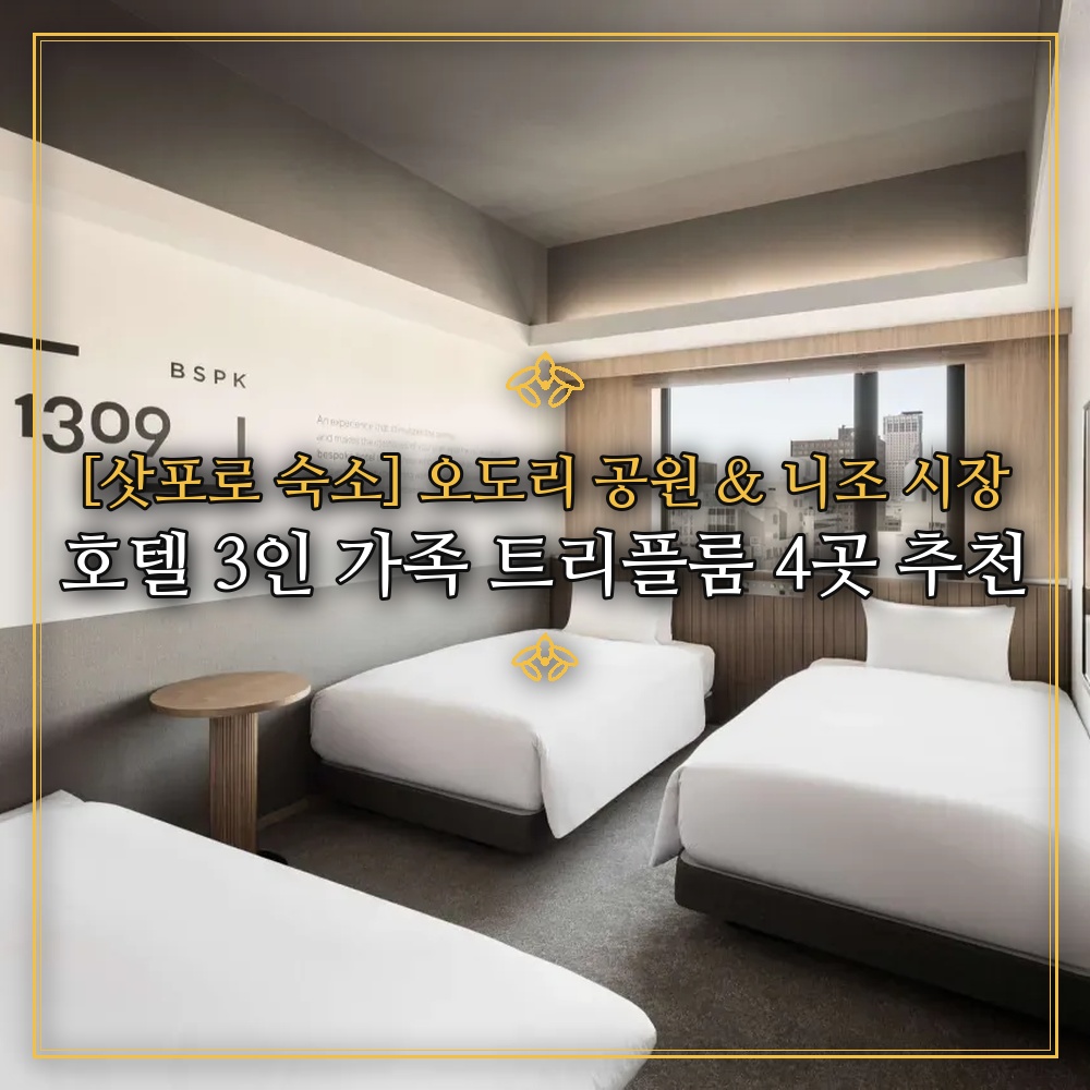 [삿포로 숙소] 오도리 공원 & 니조 시장 호텔 3인 가족 트리플룸 4곳 추천