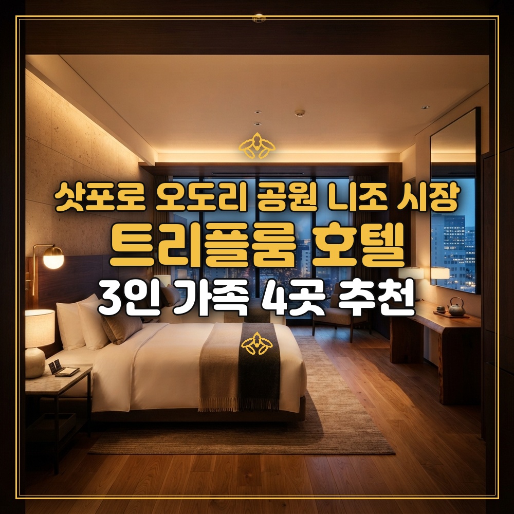 삿포로 오도리 공원 & 니조 시장 호텔 3인 가족 트리플룸 4곳 추천