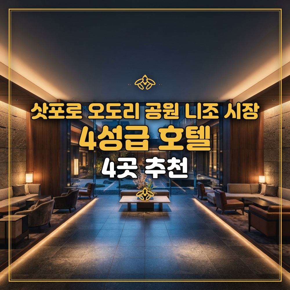 [삿포로 숙소] 오도리 공원 니조 시장 호텔 장점 많은 4성급 4곳 추천